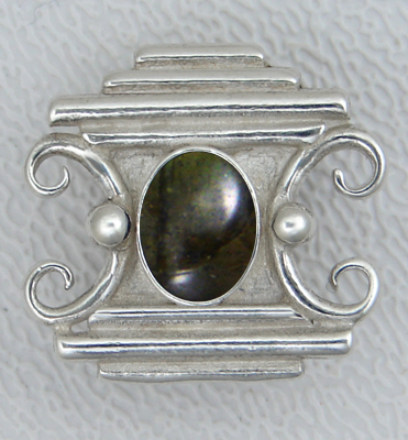 Sterling Silver Art Deco Style Drop Dangle Earrings With Spectrolite